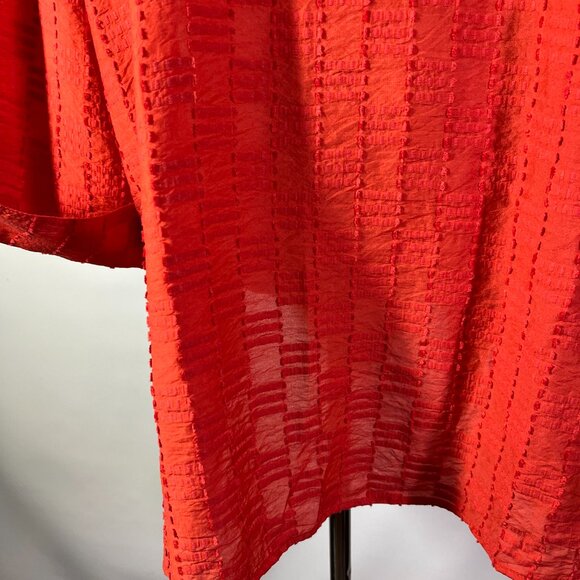 NWT Multiples Plus Size 2X Button-Front Tunic Shirt 3/4 Sleeves Textured Orange - Picture 7 of 10
